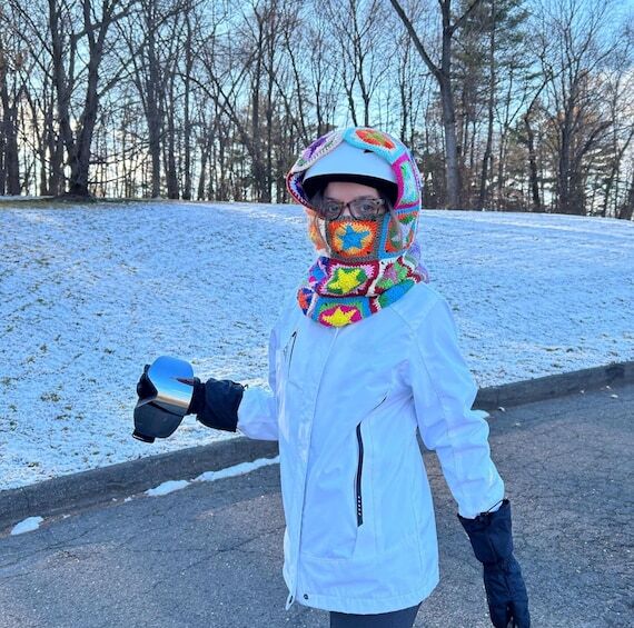 Crochet Rainbow Star Balaclava,Ski Crochet Ba...