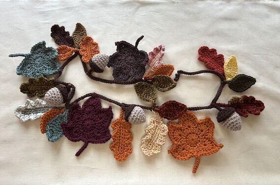 Crochet Leaf Garland, Home Decor, Fall, Thank...