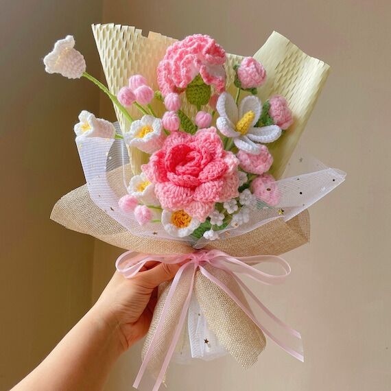 Carnation Handmade Crochet Bouquet | Forever ...