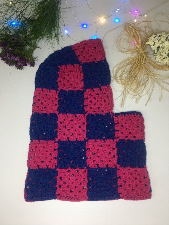 Checkered Crochet Balaclava: Granny Square Wo...