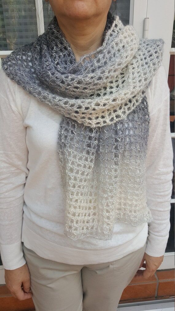 Elegant Crochet Handmade Shawl / Scarf dark a...