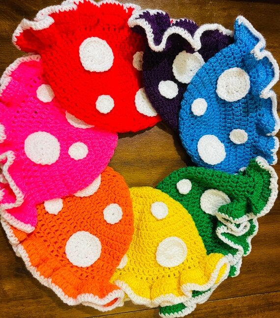 Crochet Mushroom Bucket Hat, Handmade Acrylic...
