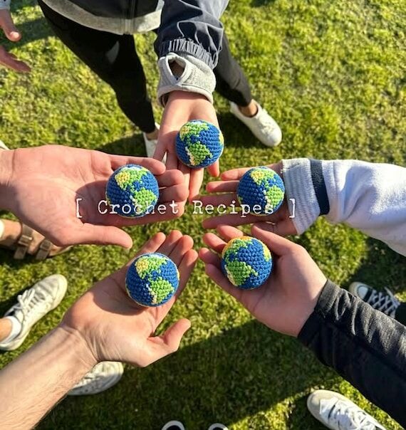 Crochet Earth Hacky Sack Handmade Sci-Fi Lava...