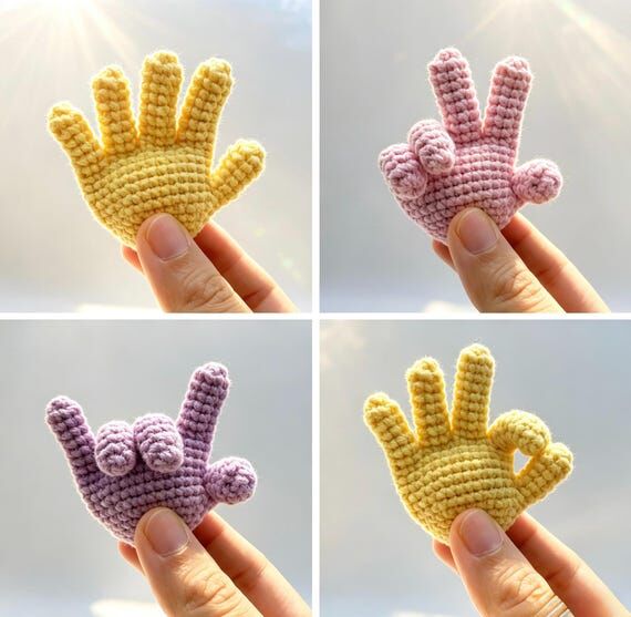 Adjustable Fingers Crochet Hand Keychain Hand...