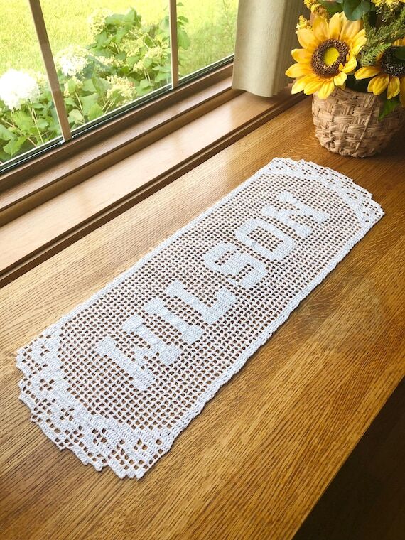 Personalized Crochet Name Doily, Handmade Tab...