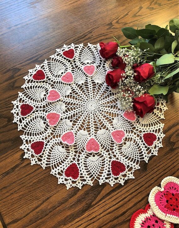 Crochet Heart Doily: Valentine's Day Table To...
