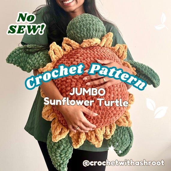 Jumbo Sunflower Turtle Crochet Pattern: No Se...