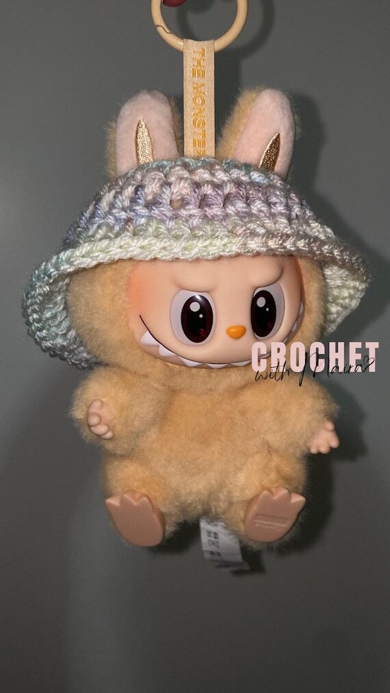 Crochet Labubu Bucket Hat | Handmade Plush Ac...