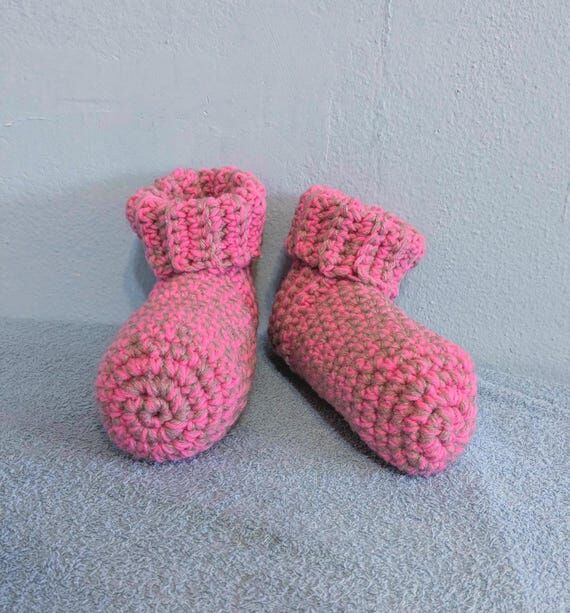 Crochet Slipper Socks Booties Rose Pink Hot ...