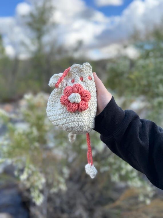 Small crochet drawstring pouch...