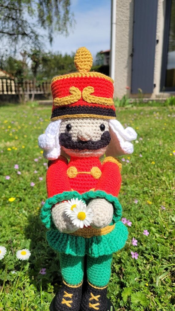 Christmas Handmade Crochet Nutcracker Soldier...