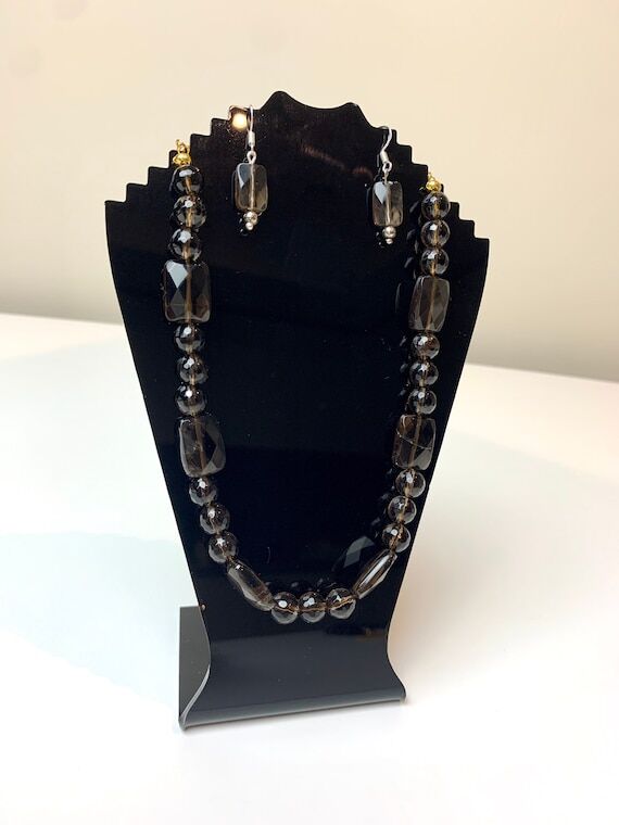 Handmade Smokey Quartz Necklace and Earring S...