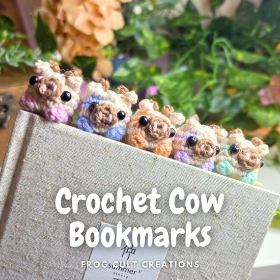 Crochet Cow Bookmark - Mini Handmade Cow Book...