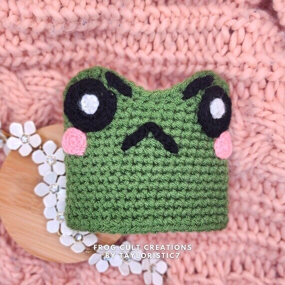 Crochet Frog Cup Cozy: Handmade Cotton Coffee...