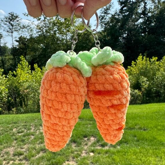 Crochet Carrot Keychain | Handmade Plush Vegg...