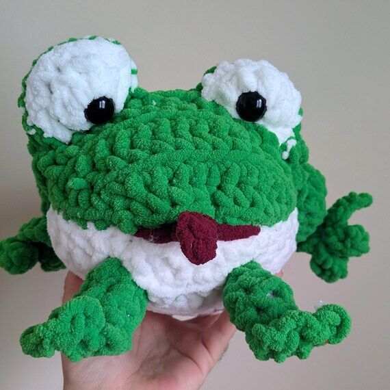 Vintage 1997 Crochet Frog Plush – Handmade ...
