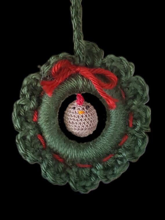 Crochet Chicken Christmas Ornament | Tiny Hen...