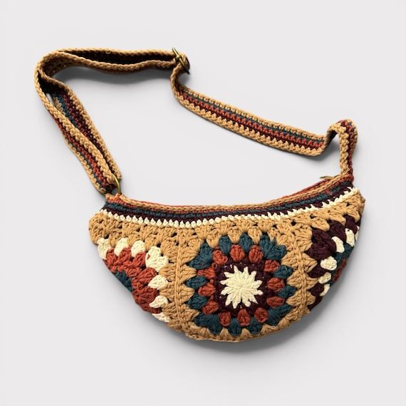 Crochet Granny Square Mini Crossbody Bag • ...