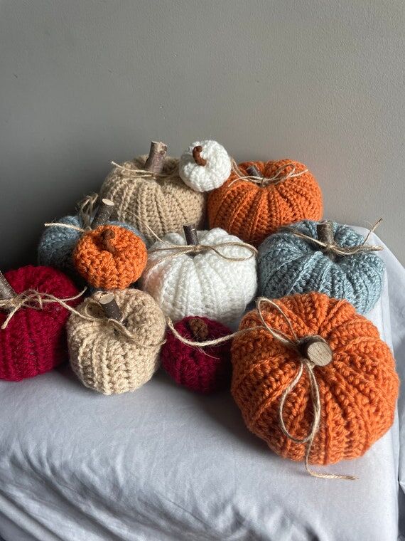 Handmade Crochet Pumpkins | Rustic Fall Decor...