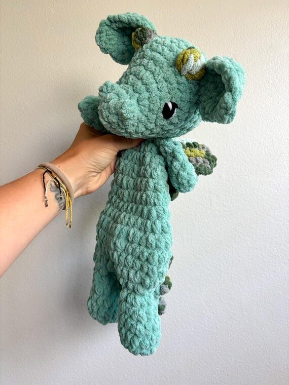 Dusty Dragon | Crochet Dragon Lovey | Baby Sh...