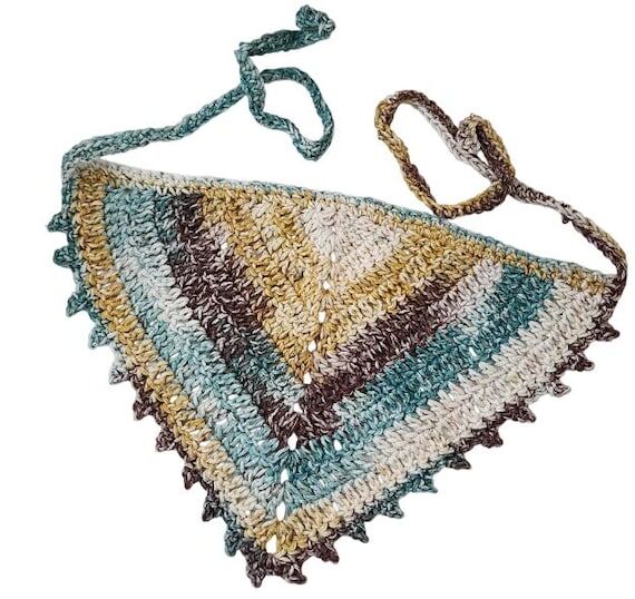 Crochet Cotton Bandana: Boho Festival Head Sc...