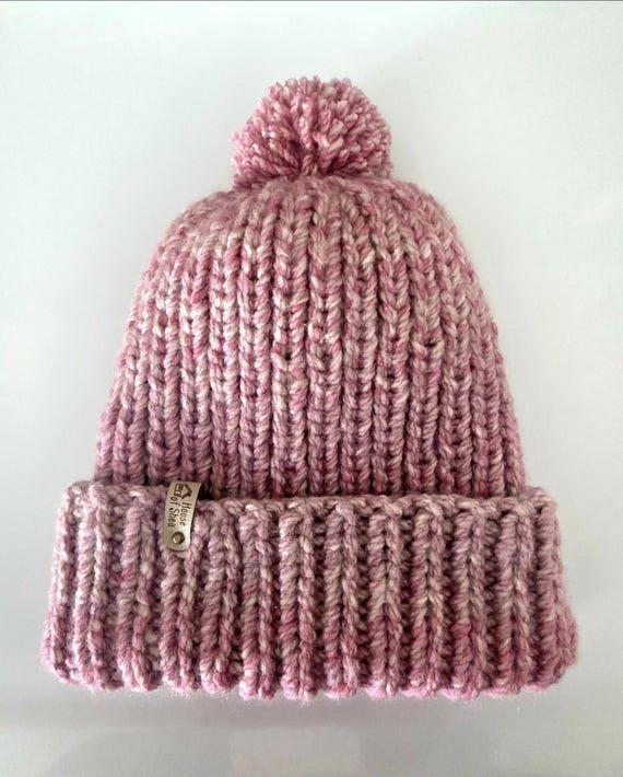 Chunky Knit Pom Beanie | Dusky Pink...