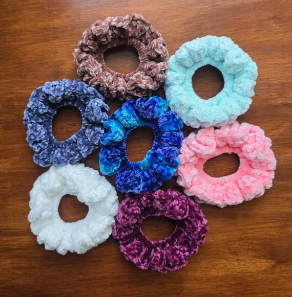 Velvet Crochet Scrunchie | Handmade Hair Acce...