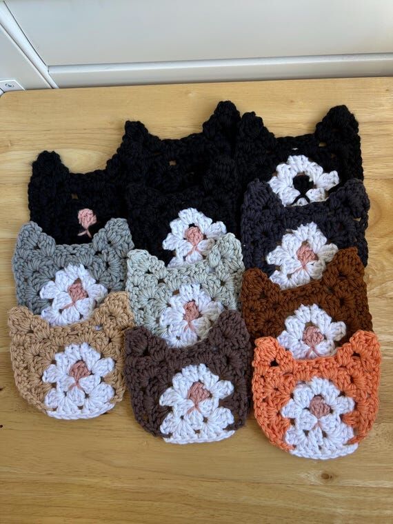 Handmade Crochet Cat Coasters...