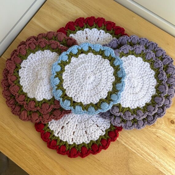 Tulip Flower Coasters & Basket | Handmade Cro...