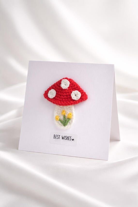 Handmade Crochet Mushroom Card, Personalized ...