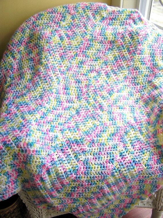 zig zag baby blanket afghan wrap crochet knit...