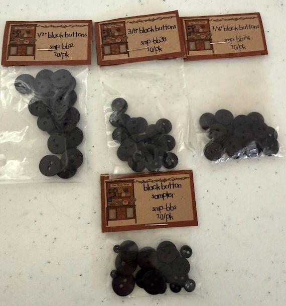 Lot of 80 PRIMITIVE Black Flat Buttons for DO...