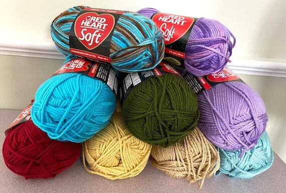 Red Heart Soft Yarn Lot of 2, Worsted Acrylic...