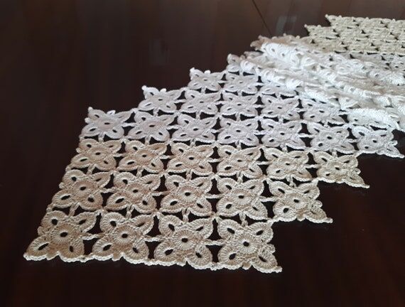 Large Lace Crochet Table Runner: Cotton Doily...