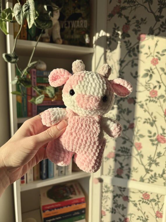 Crochet Cow Handmade Stuffed Amigurumi Plushi...