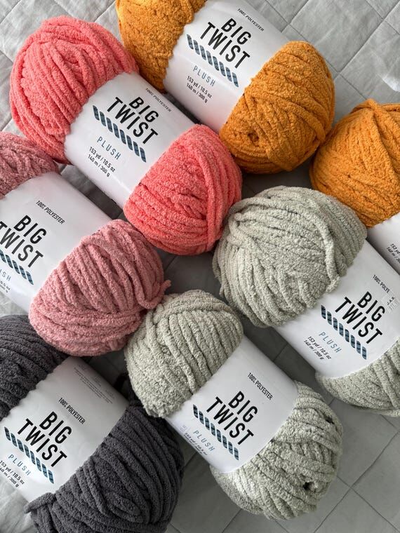 Big Twist Plush Yarn - Sage / Charcoal / Sunf...