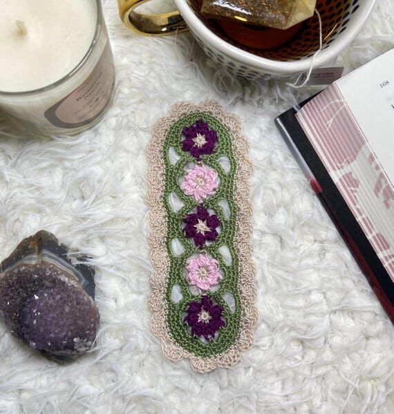 Romantic Garden Floral Bookmark · Maroon and...
