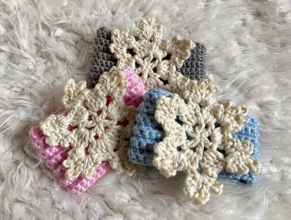 Crochet Snowflake Coffee Cozy • Handmade Co...