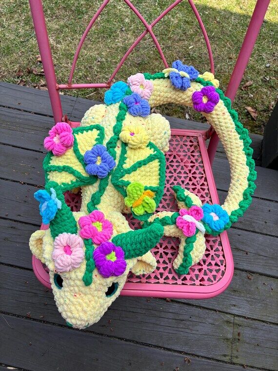 Handmade Crochet Spring Dragon Plush Toy with...