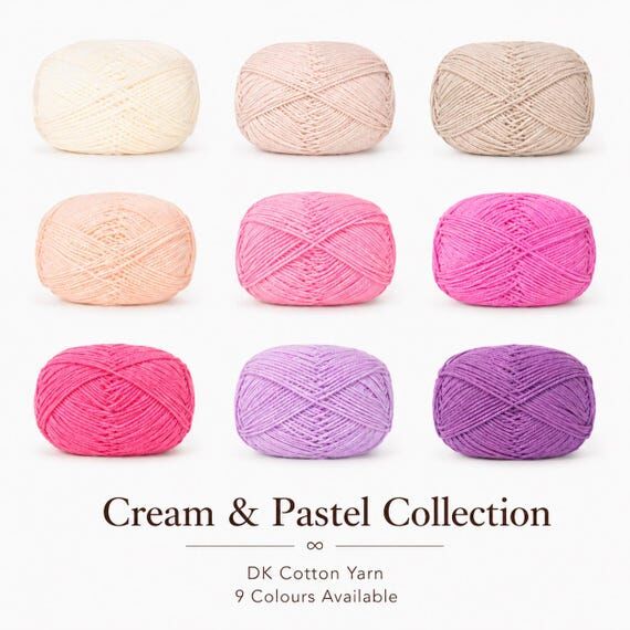 Cream Pink Purple Milk Cotton Yarn - DK weigh...