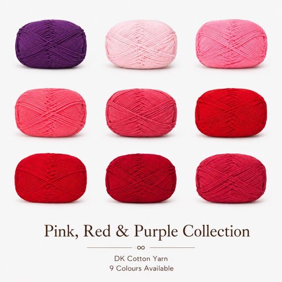 Red Cotton Blend DK Yarn: Crochet Knitting, 5...