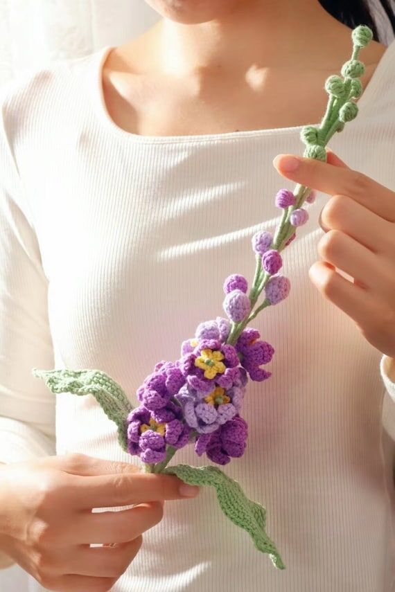 Crochet consolida ajacis bouquet,hand made fl...