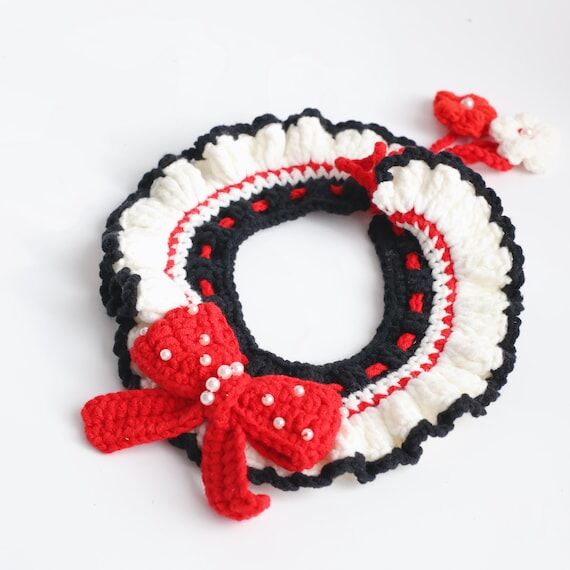 Crochet Pet Neck Scarf, Handmade Dog Cat Coll...