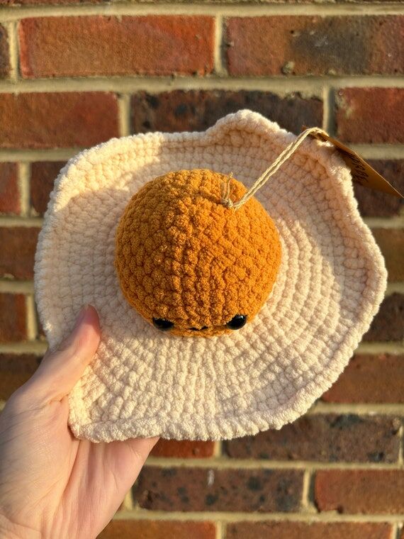 Funny Fried Egg Crochet Food Plushie...