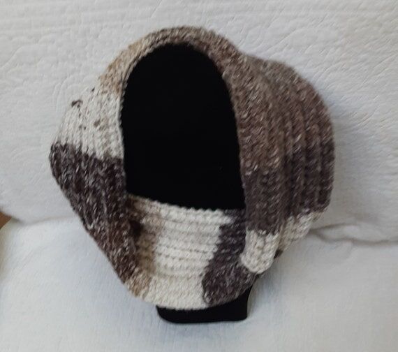 Brown beige neck warmer scarf, Cold weather n...