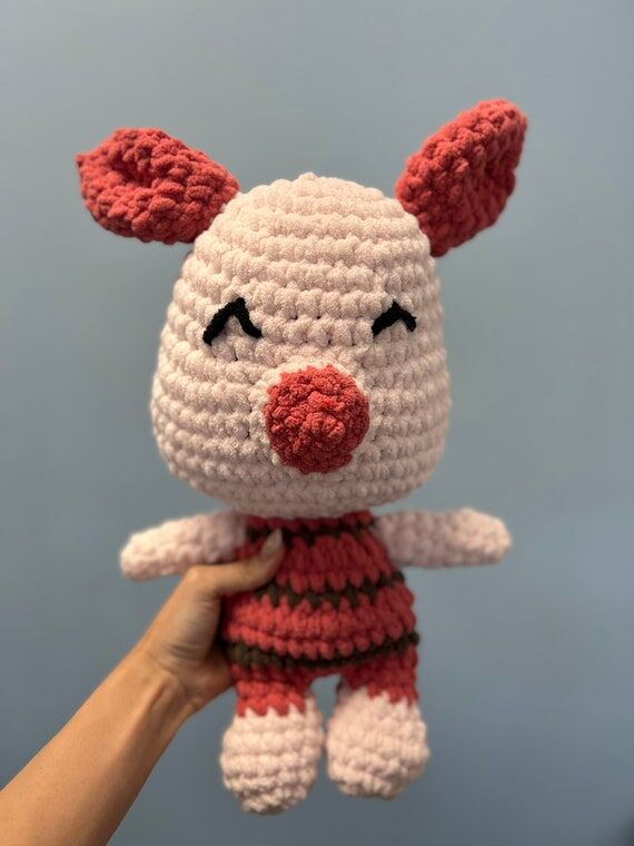 Handmade Crochet Piglet, Piglet Plushie, Croc...