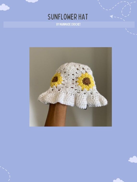 Pattern: Sunflower Crochet Bucket Hat...