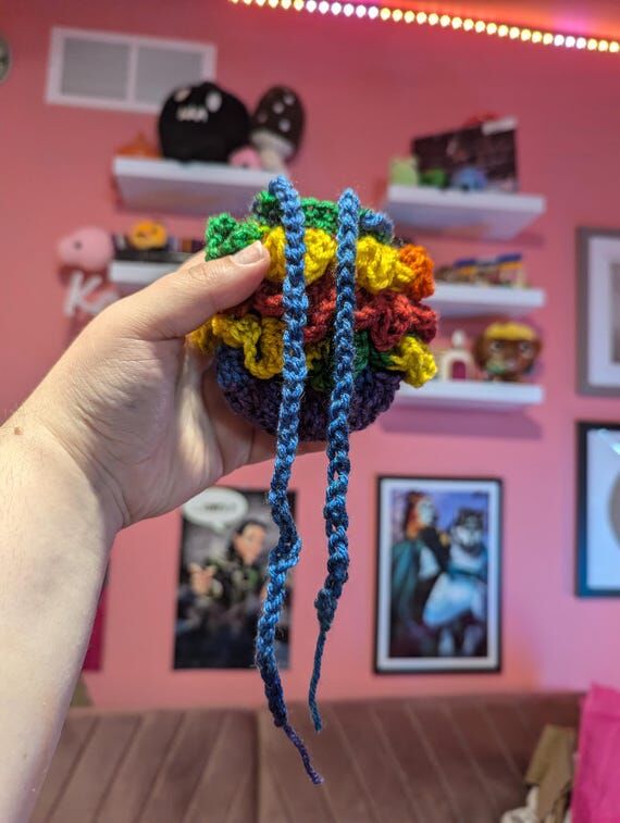 Multicolored Crocheted Dragon Scale Dice Bag...