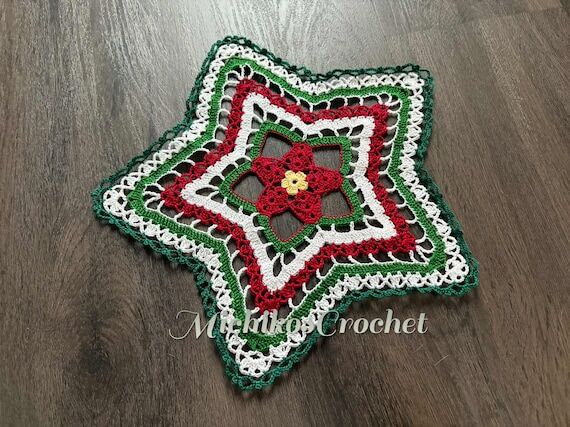 handmade Christmas doily, star shape, home de...