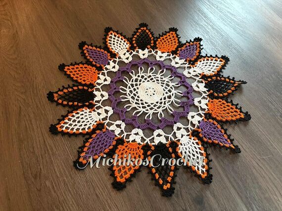 handmade halloween color crochet doily, home ...